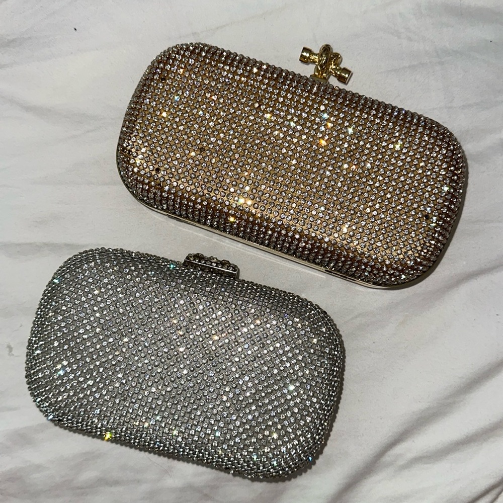 Diamond Studded Hand Clutch Bag Set (2 bags included)